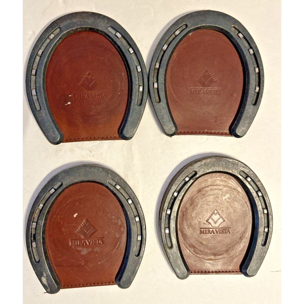 Mira Vista Col. Littleton Leather Horseshoe Coasters‎ Vtg